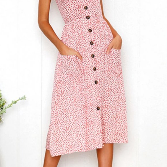 Women's Printed Halter, Button And Backless Dress - Picture 2 of 3